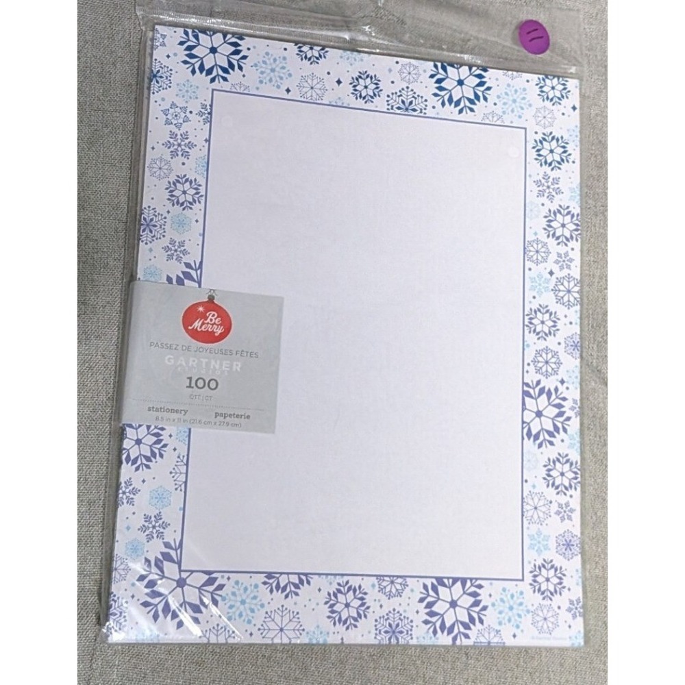 Gartner Studios Stationery Unisex 8.5x11 White New Snowflake Holiday 100ct